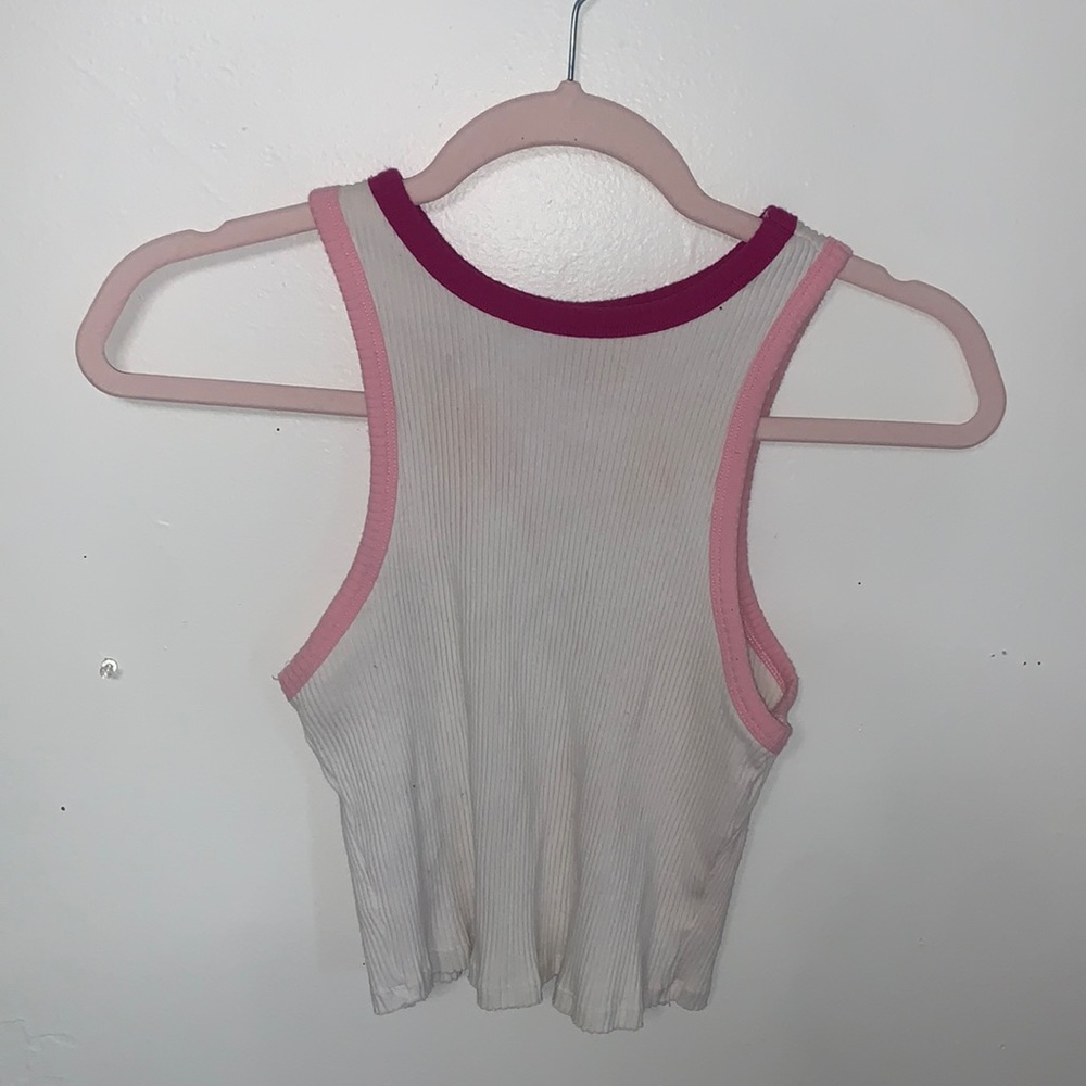 Wild and fable || white pink and purple tank top|| size: small